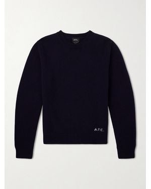 A.P.C. Edmond Logo-Intarsia Wool Jumper - Blue