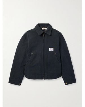 CHERRY LA Logo-Appliquéd Printed Cotton-Canvas Trucker Jacket - Blue