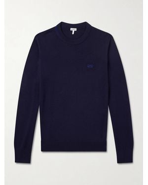 Loewe Anagram-Embroidered Wool-Blend Jumper - Blue