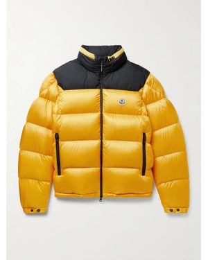 Moncler Peuplier Logo-Appliquéd Quilted Shell And Ripstop Down Hooded Jacket - Yellow