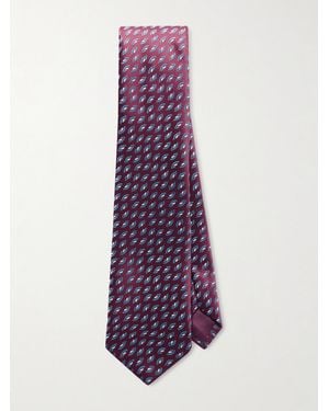 Charvet 8.5Cm Embroidered Silk Tie - Purple