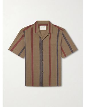 Kardo Ronen Camp-Collar Striped Jacquard-Knit Cotton Shirt - Brown
