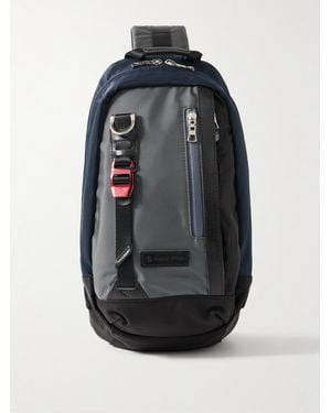 master-piece Potential Leather-trimmed Cordura® Ballistic Nylon Sling Bag - Blue