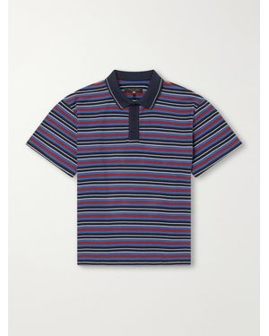 Rag & Bone Striped Cotton-Piqué Polo Shirt - Blue