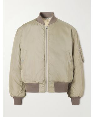 AURALEE Shearling-Trimmed Silk-Twill Bomber Jacket - Natural