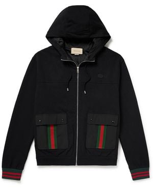 Gucci Gg Printed Tech Zip Up Hoodie in Brown for Men Lyst