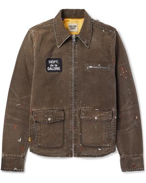 GALLERY DEPT. Billy B Paint-Splattered Distressed Coated-Canvas Jacket - Brown