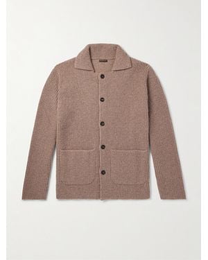 Rubinacci Waffle-knit Cashmere Cardigan - Brown