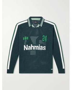 NAHMIAS Logo-Jacquard Open-Knit Cotton-Jersey T-Shirt - Grün