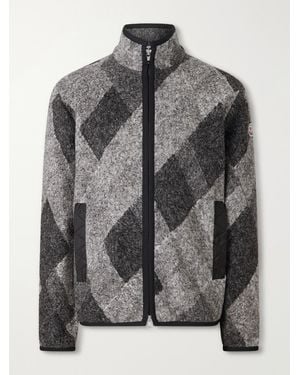 Moncler Checked Wool-Blend Fleece Jacket - Grey