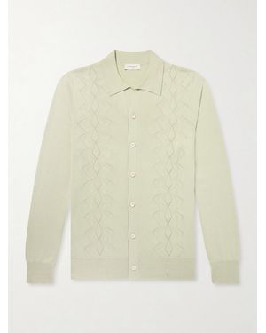 Piacenza 1733 Pointelle-knit Silk And Cotton-blend Cardigan - Natural