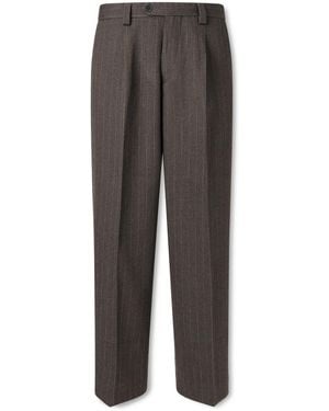 Enfants Riches Deprimes Straight-Leg Pleated Pinstriped Virgin Wool Pants - Gray