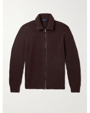 Thom Sweeney Slim-Fit Merino Wool-Blend Zip-Up Cardigan - Red