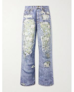 Acne Studios Wide-Leg And Rose-Printed Cotton Jeans - Blue