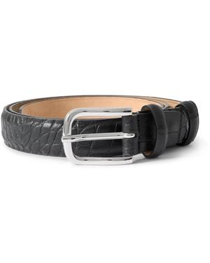 MR P. 2.5cm Croc-effect Leather Belt - Black