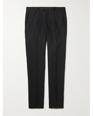 Rubinacci Mod Luca Slim-Fit Straight-Leg Linen Trousers - Black