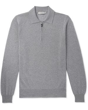 Canali Wool Half-Zip Polo Shirt - Gray