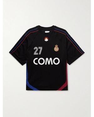 Rhude Como 1907 Embroidered Printed Cotton-Blend Jersey T-Shirt - Black