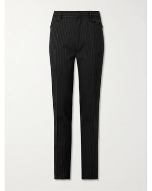 Tom Ford Dyylan Tapered Pinstriped Metallic Wool-Blend Twill Trousers - Black