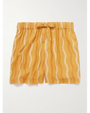 Frescobol Carioca Lucas Printed Linen Drawstring Shorts - Metallic