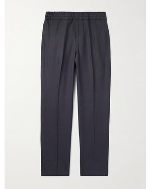 ZEGNA Straight-leg Linen-twill Trousers - Blue