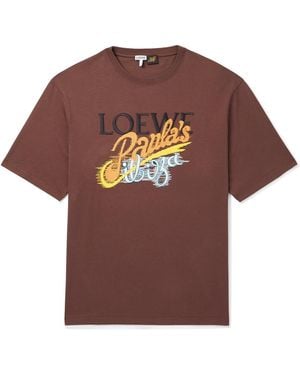 Loewe Paula's Ibiza Logo-Embroidered Cotton-Jersey T-Shirt - Brown