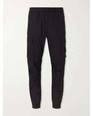 Stone Island Tapered Stretch Cotton-Blend Cargo Trousers - Black
