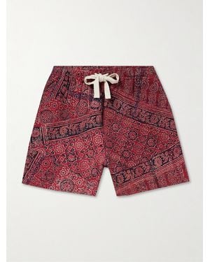 Kartik Research Ajrakh Printed Cotton Drawstring Shorts - Red