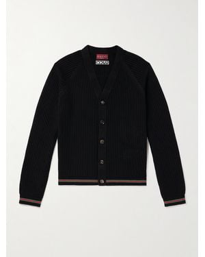 Gucci Cardigan aus Baumwolle in Rippstrick mit Streifen - Schwarz
