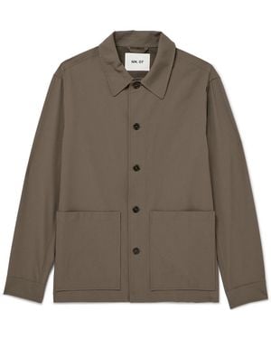 NN07 Blaze 10038 Striped Seersucker Overshirt - Brown