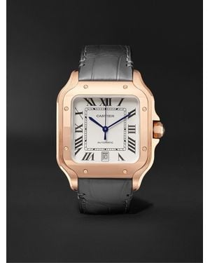 Cartier Santos Automatic 18-Karat Rose Interchangeable Watch, Ref. Wgsa0011 - Black