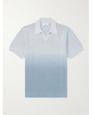 MR P. Open-Collar Knitted Organic Cotton Polo Shirt - Blue