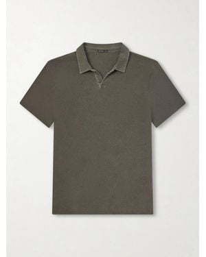James Perse Open-Collar Cotton-Jersey Polo Shirt - Verde