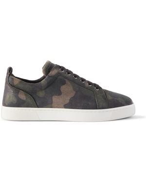 Christian Louboutin Louis Junior Camouflage-print Nubuck Sneakers - Green