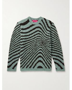 The Elder Statesman Digital Surfer Striped Cashmere - Green