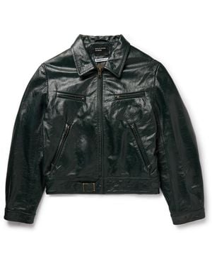 Enfants Riches Deprimes Scorpio Rising Cropped Textured-Leather Jacket - Black