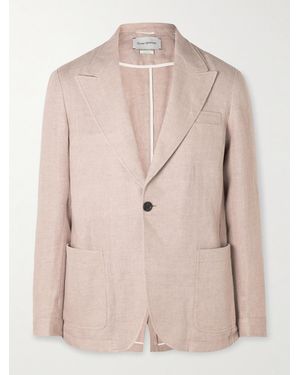 Oliver Spencer Laurel Unstructured Herringbone Linen Suit Jacket - Natural
