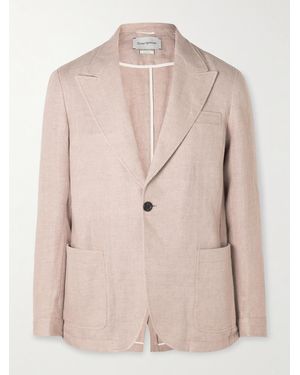 Oliver Spencer Laurel Unstructured Herringbone Linen Suit Jacket - Natural