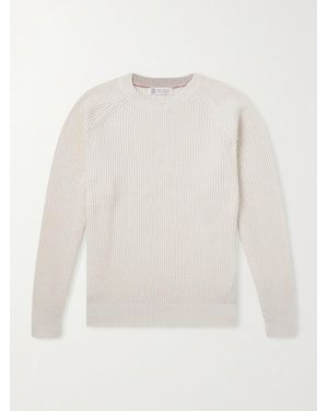 Brunello Cucinelli Ribbed Cotton Jumper - White