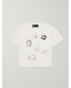 Paly Hollywood Signature Printed Distressed Cotton-jersey T-shirt - Natural