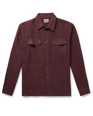 De Bonne Facture Linen And Wool-Blend Overshirt - Purple