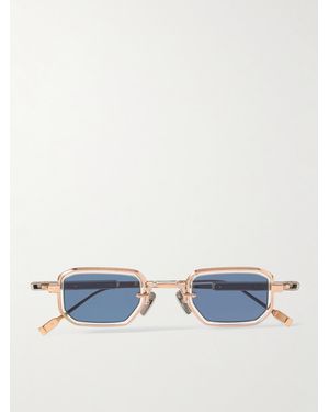 sato Deneb-t Square-frame Gold-tone Titanium Sunglasses - Blue