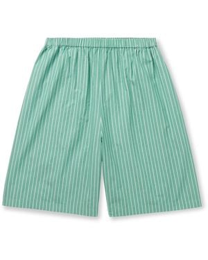 The Row Zindel Straight-leg Striped Cotton Shorts - Green