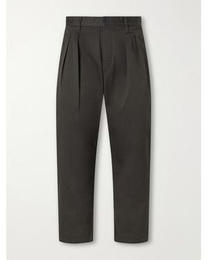 WTAPS Straight-leg Pleated Cotton-twill Pants - Grey
