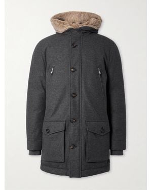 Brunello Cucinelli Wool-Blend Padded Down Hooded Parka - Grey