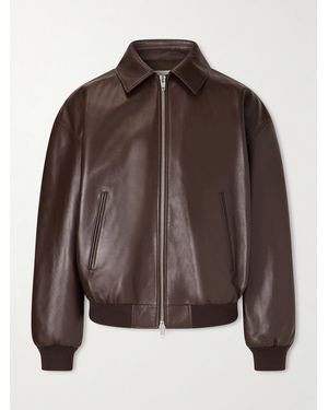 Celine Leather Blouson Jacket - Braun