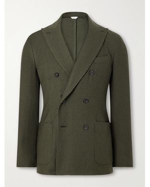 Boglioli Double-Breasted Houndstooth Virgin Wool-Flannel Blazer - Green