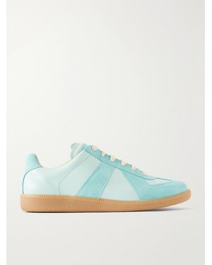 Maison Margiela Replica Leather And Suede Sneakers - Blue