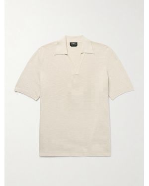 A.P.C. Livio Ribbed Cotton Polo Shirt - Natural