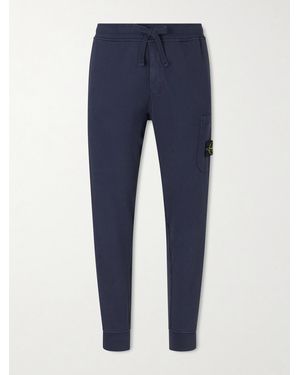 Stone Island Tapered Organic Cotton-Jersey Joggers - Blue